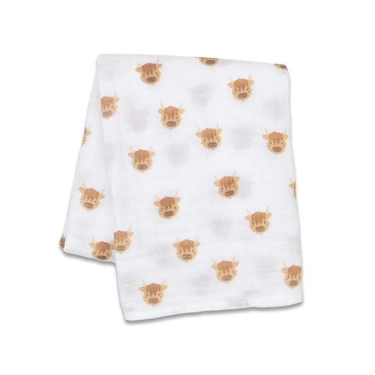 Highland Cow Muslin Swaddle