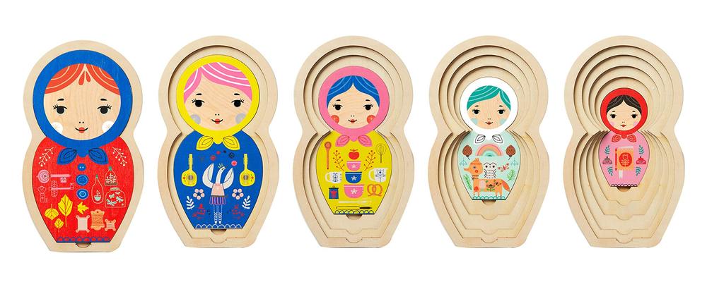 Masha wooden nesting game