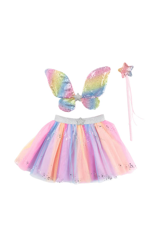 Rainbow Sequins Tutu with Wings and Wand